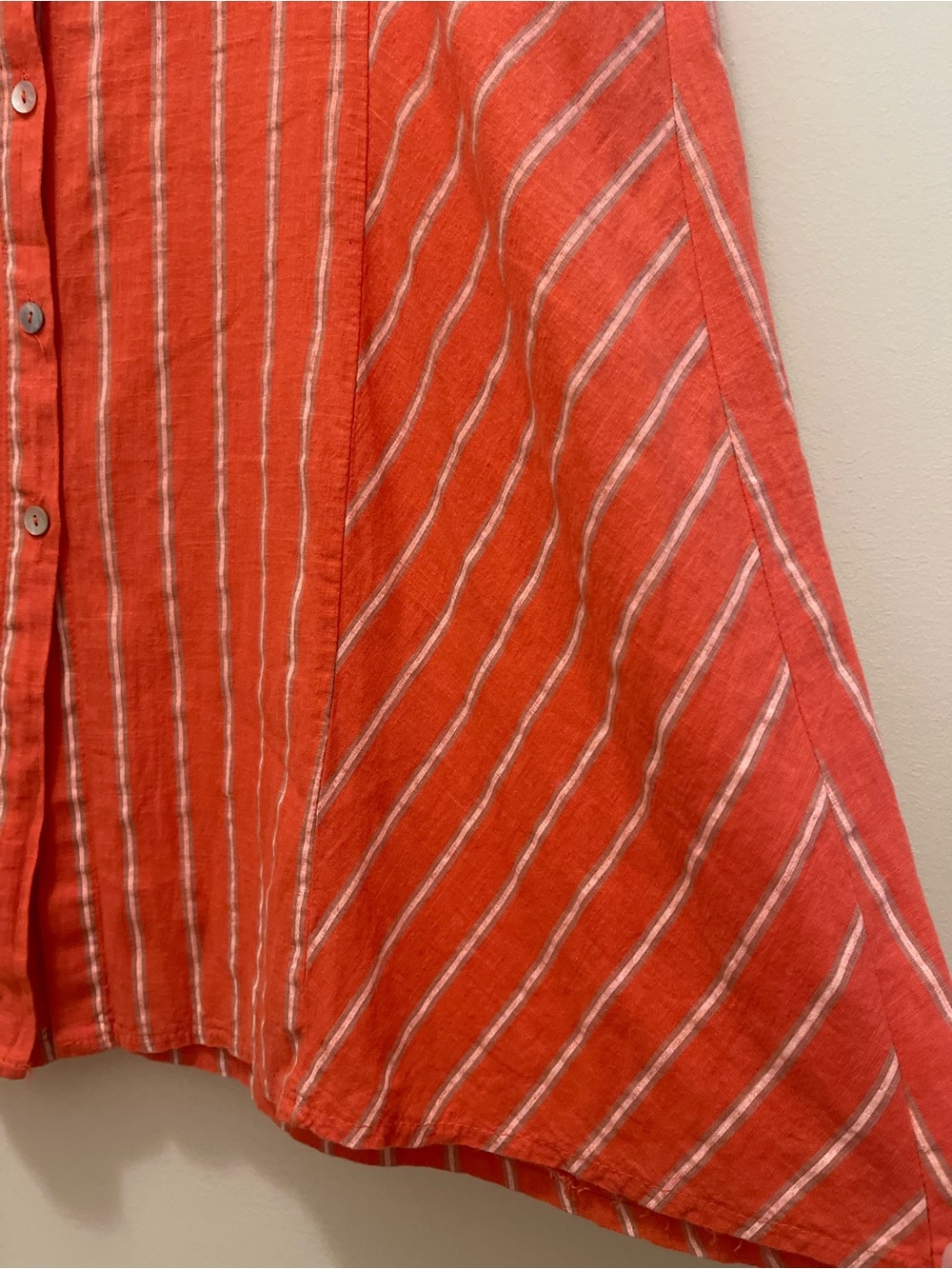 Made in Italy Coral Stripe Button-Front Midi Shirt Dress - Picture 8 of 8